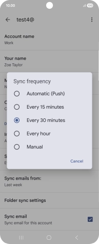 Press the required setting.