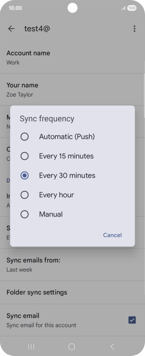 Press the required setting.