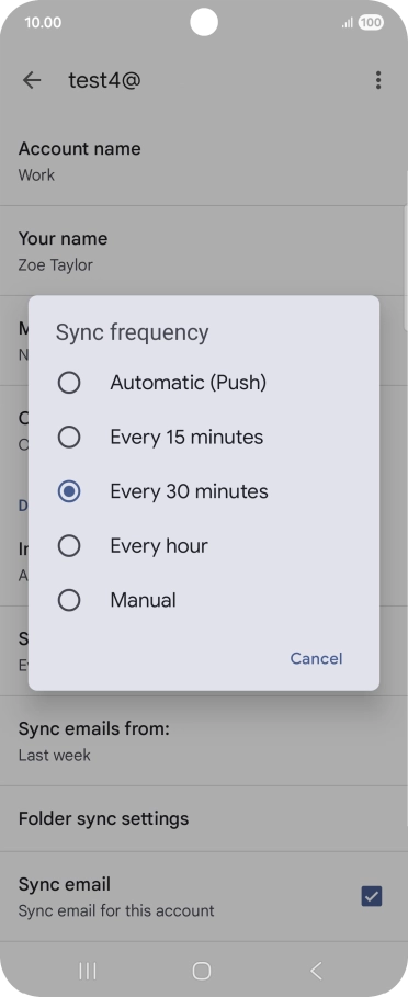 Press the required setting.