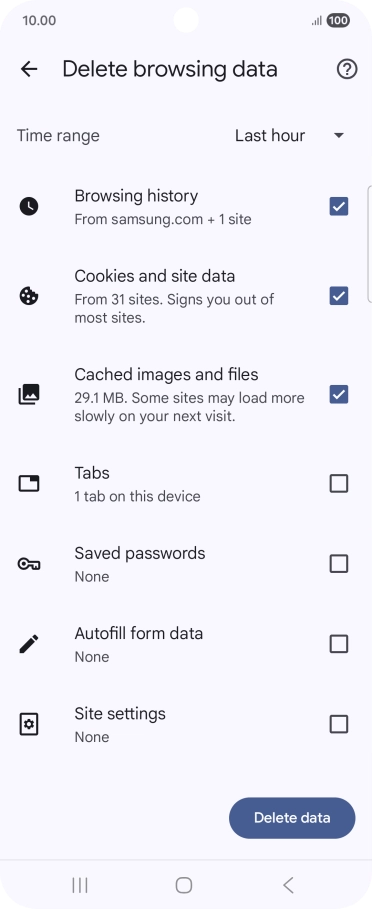 Press the fields next to the required data types.