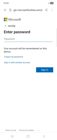 Press Password and key in the password for your email account.