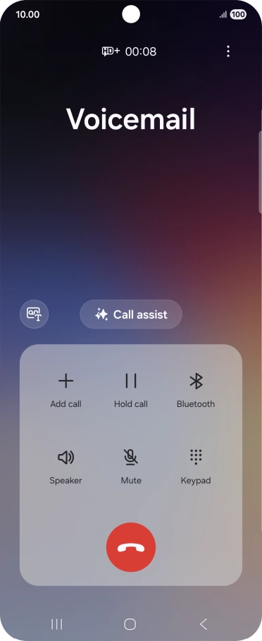 Press the end call icon.