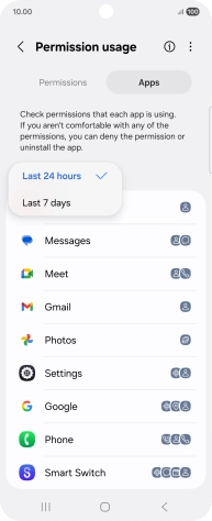 Press the required setting.
