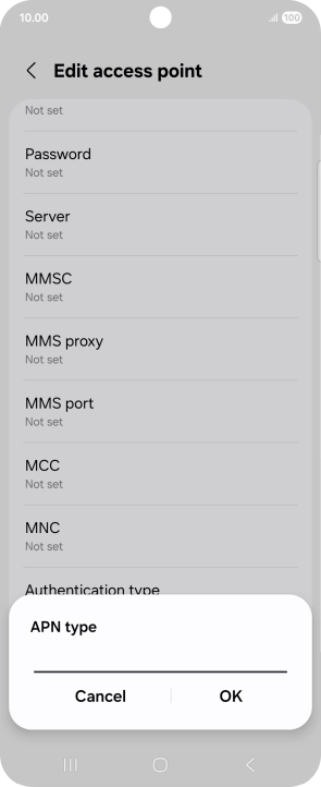 Key in default and press OK.