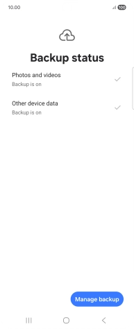 Press Manage backup.