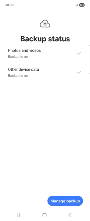 Press Manage backup.