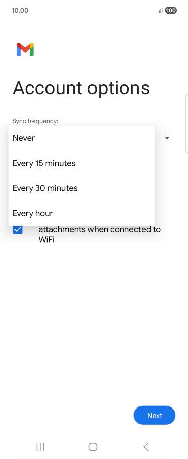 Press the required setting.