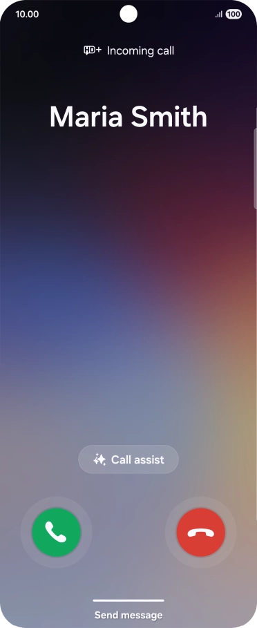 Press and drag the accept call icon right.