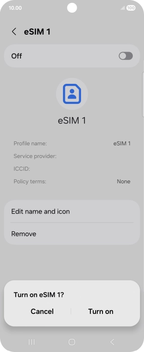 If you turn on use of the price plan, press Turn on.