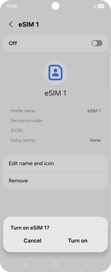 If you turn on use of the price plan, press Turn on.