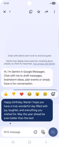 Press and hold the text suggestion from Gemini. Follow the instructions on the screen to use the text suggestion.