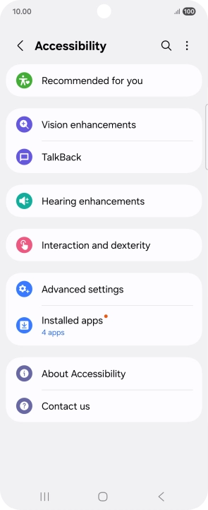 Press Vision enhancements and follow the instructions on the screen to select the required settings.