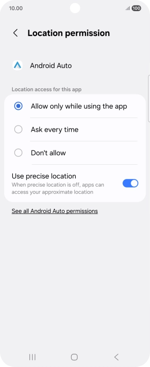 Press the required setting.