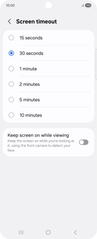 Press the required setting.