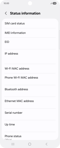 Your phone's EID number is displayed below EID.