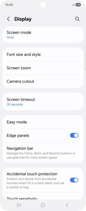Press Screen timeout.