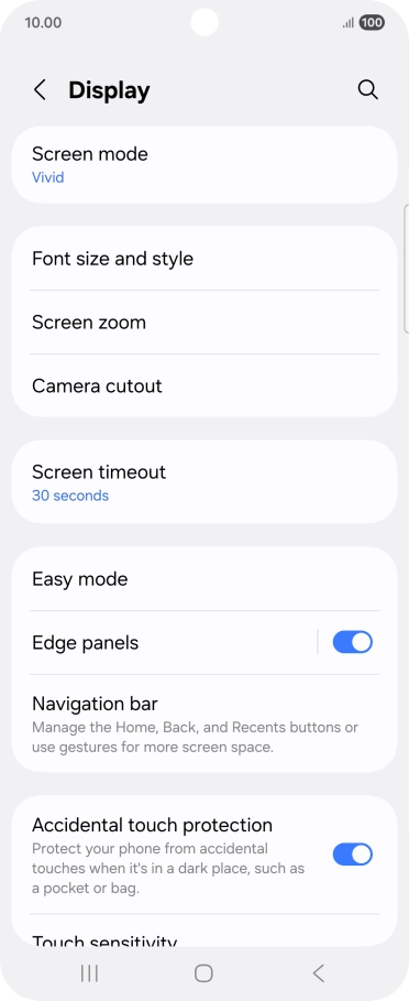 Press Screen timeout.