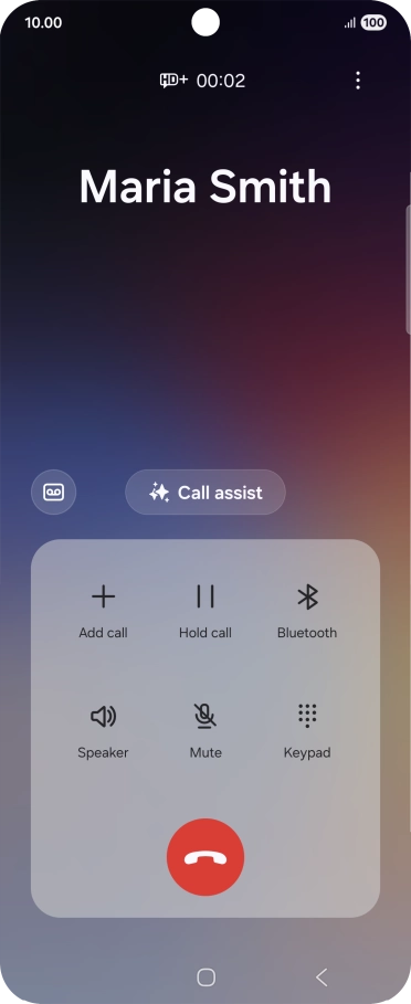 Press the end call icon.