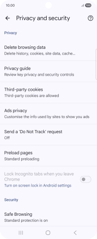 Press Delete browsing data.
