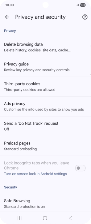 Press Delete browsing data.