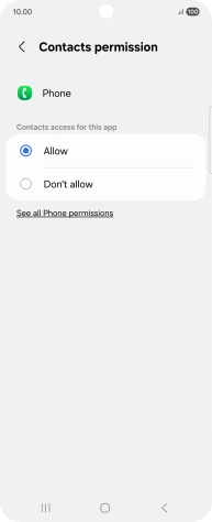 Press the required setting.