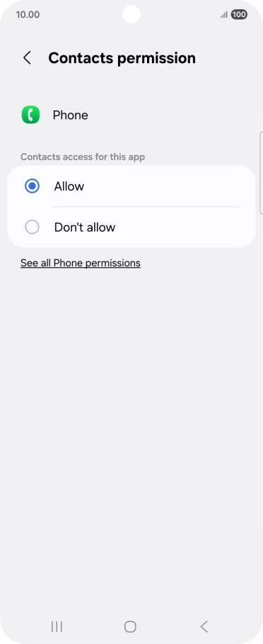 Press the required setting.