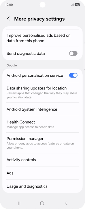Press Permission manager.