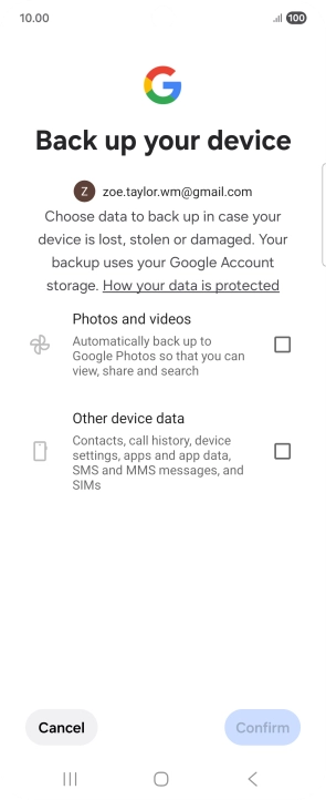 Press the fields next to the required data types to select them.