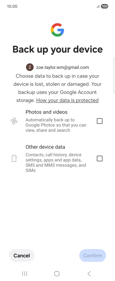 Press the fields next to the required data types to select them.