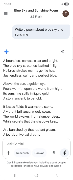 You can ask Gemini to generate a text based on your description.