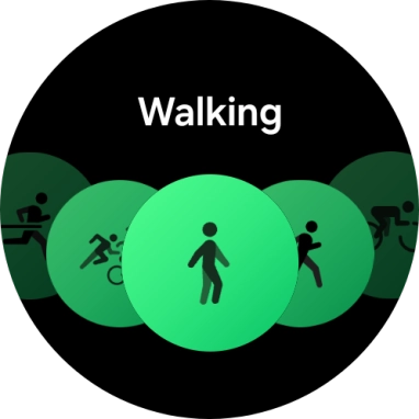 Drag your finger right or left to select the required activity. Drag your finger right or left to select the required activity.