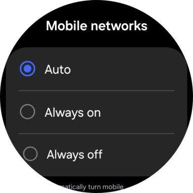 Press the required setting for mobile data usage.