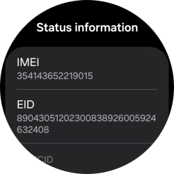 Your smartwatch's EID number is displayed below EID. Your smartwatch's EID number is displayed below EID.