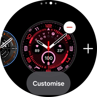 Press the required watch face.