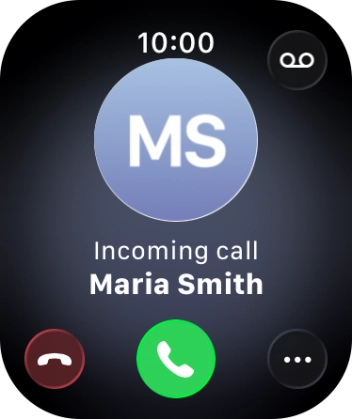 Press the Digital Crown when you get a call.