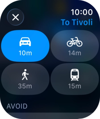 Press the required transport type.