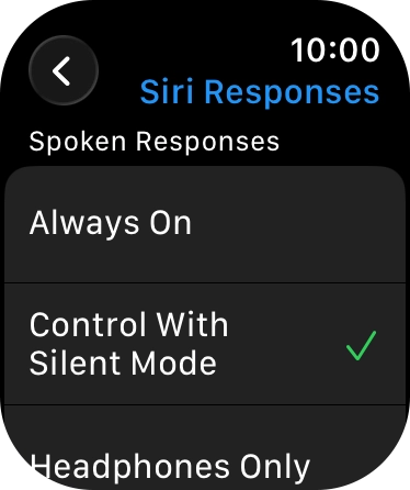 Press the required setting.