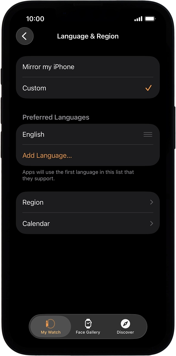 On your phone: Press Add Language....
