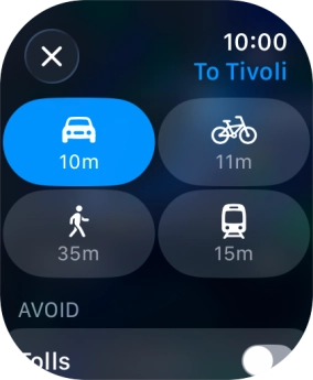 Press the required transport type.