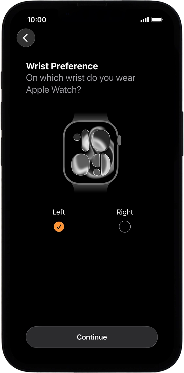 On your phone: Press the required setting and select on which wrist you want to wear the watch.