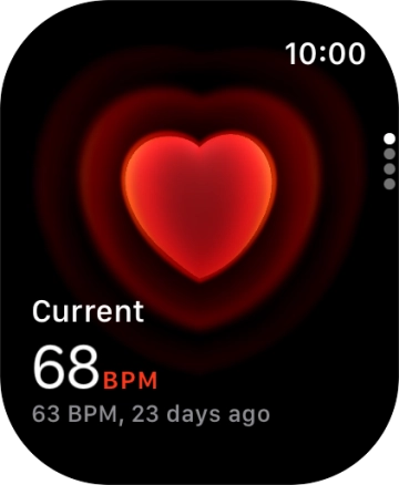 Your current heart rate is displayed below Current.