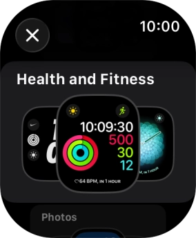 Press the required watch face.