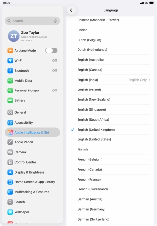 Press the required language.