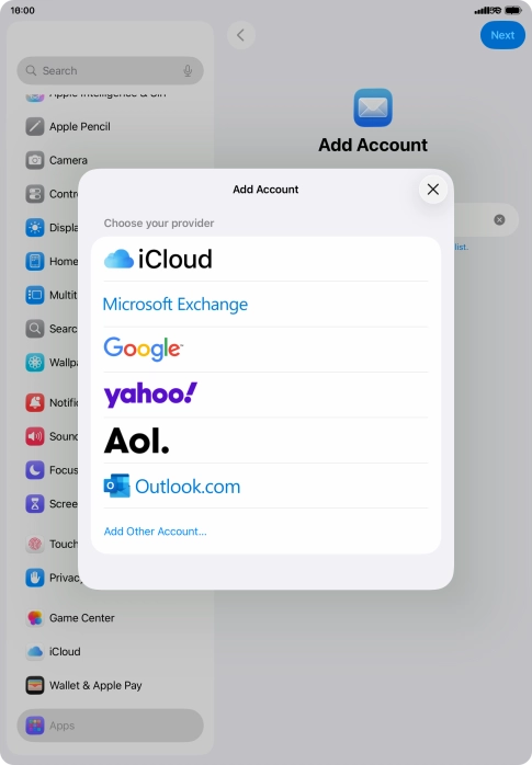 Press Microsoft Exchange.