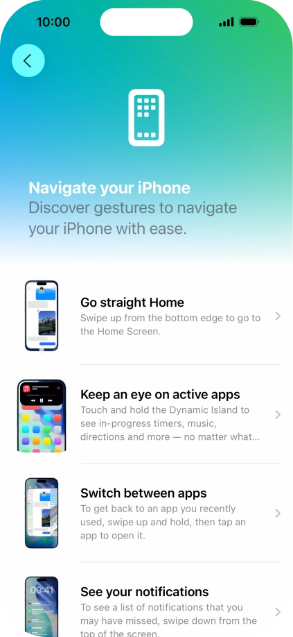 Slide your finger upwards starting from the bottom of the screen to return to the home screen.