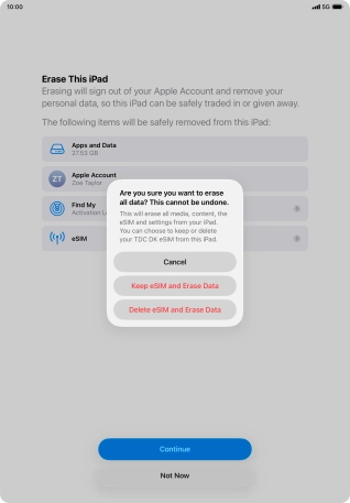 Press the required setting.