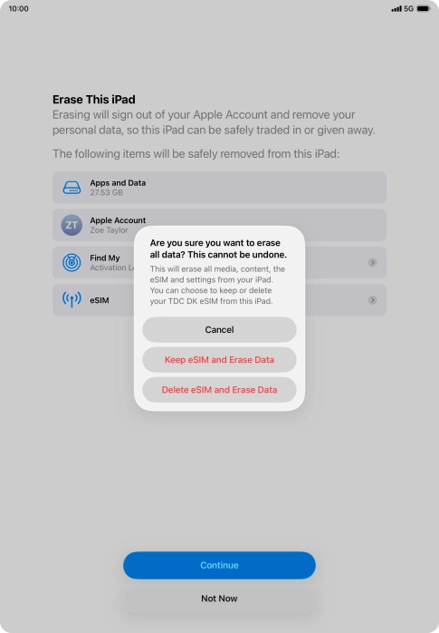 Press the required setting.