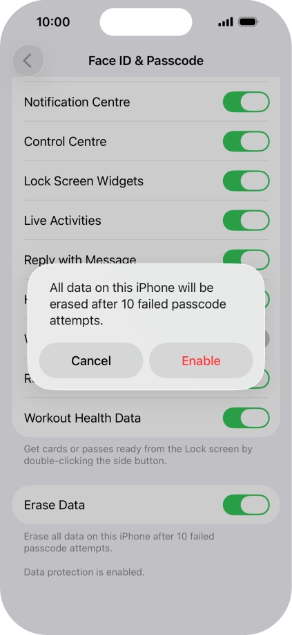 If you turn on the function, press Enable.