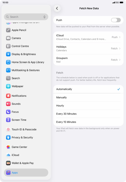 If you turn off the function, press the required setting.
