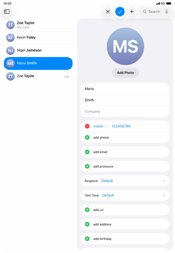 Press the confirm icon.